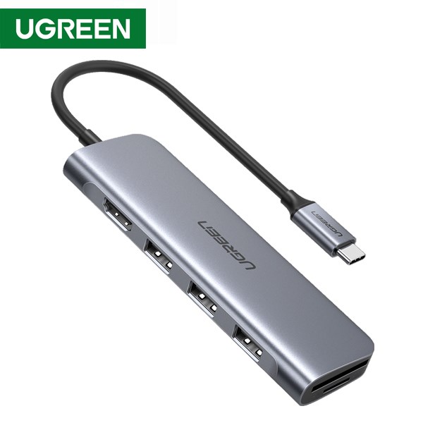 USB ჰაბი UGREEN 70410 USB-C to 3 Ports USB3.0-A Hub + HDMI + TF/SD (Space Gray)